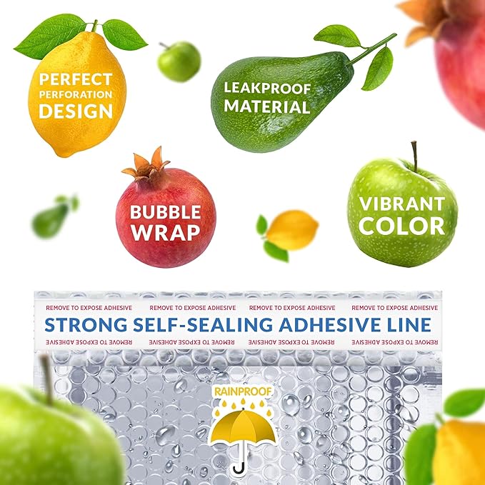 Amiff Silver Thermal Bubble Mailer, 5 x 9 Inches. 10 Pack Metallic Bubble Mailers. Self-Seal Insulated Mailers for Cold Shipping. Padded Envelopes Waterproof. Thermal Bag for Food, Cosmetics