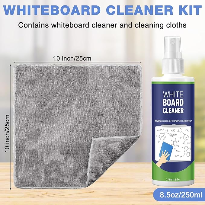 Dansib 8 Pack Whiteboard Cleaner Spray 8.5oz Dry Erase Board Cleaner with 6 Cloths Non Toxic Dry Erase Cleaner Removes Stubborn Marks from Whiteboards