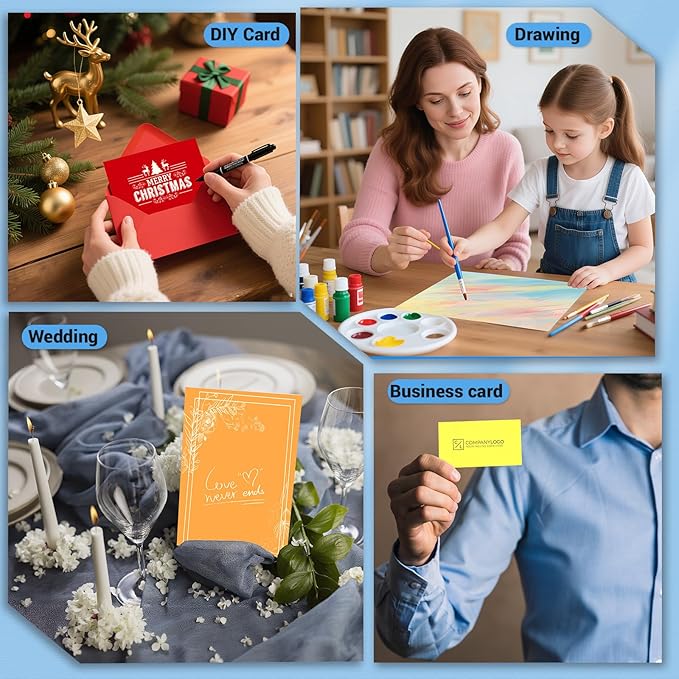 Cardstock Paper, 5 Colors Colored Cardstock 8.5x11, 80 Sheets Card Stock, 200GSM Thick Printer Paper 8.5x11, Colored Blank Card Stock Paper for Greeting Cards, DIY Cards, Wedding Invitation, Postcards