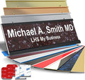 Custom Name Plate with Choice of Mounting for Walls, Doors, Cubicles, Hanging and More - Personalized Canberry Marble Plastic White Letters - USA Made 2x12 - S5