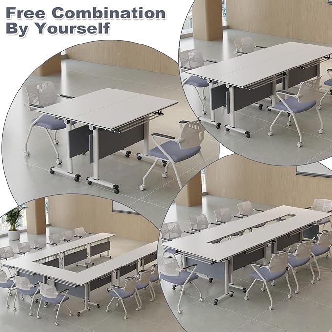 czxhaery Conference Table,Folding Conference Table,Flip Top Mobile Folding Office Conference Room Tables(2Pack120*60 * 75cm)