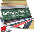 Personalized Name Plate with Choice of Mounting for Walls, Doors, Desk Holders, Cubicles, Hanging and More - Custom Verde Green Marble Plastic White Letters - USA Made 2x8 - S4