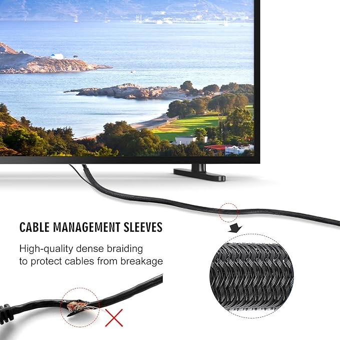 Moxita 25ft - 1/4 inch Cord Protector Cable Sleeve Split Wire Loom Tubing for Power Cord Audio USB Cable, Cord Sleeve Cable Management for TV Computer, Cord Protectors from Pets Chewing, Black