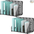 Gawerk 2 Pack Desktop File Magazine Folder Holder 5 Vertical Compartments, Desk Organizer Vertical Magazine Folder Organize with Side Handles, for Office Home School, Black