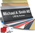 Custom Name Plate with Choice of Mounting for Walls, Doors, Cubicles, Hanging and More - Personalized Carbon Ash Plastic White Letters - USA Made 2x12 - N1