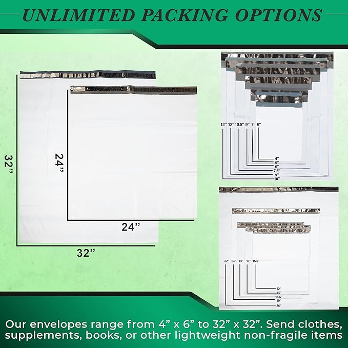 2000 Pack Secure Seal White Poly Mailers - 5x7 Safe Shipping Bags - E-Commerce Self Sealing 2 Mil Poly Envelopes
