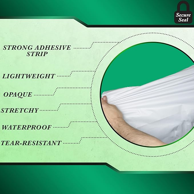 300 Pack Secure Seal White Poly Mailers - 26x32 Safe Shipping Bags - E-Commerce Self Sealing 2 Mil Poly Envelopes for Shipping
