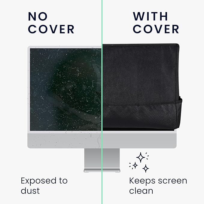 kwmobile Dust Cover for 20-22" Monitor - Linen Monitor Display Protector - Protect Your Computer Screen - Black