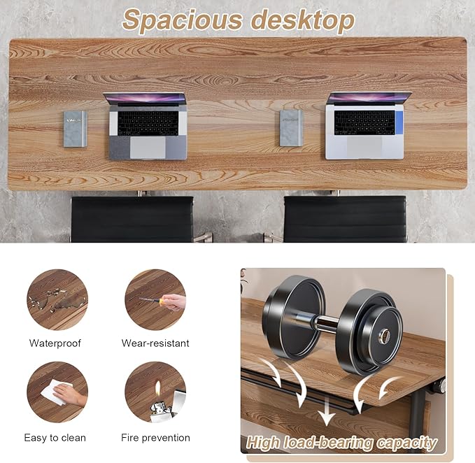 Conference Table Flip Top Mobile Conference Room Tables,Folding Conference Table with Wheels,Large Meeting Training Seminar Table Saving Space for Office Classroom(4B,70.8'')