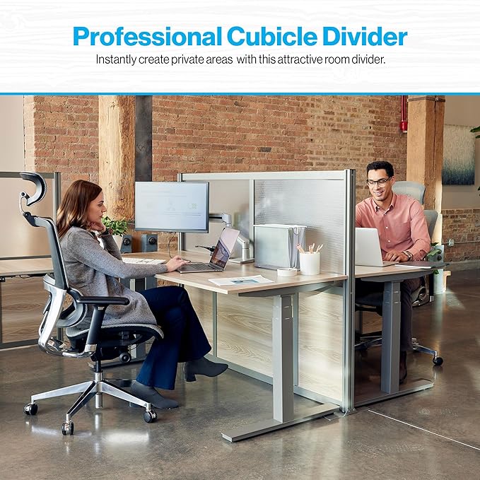 NBF Office Partitions - Cubicle Privacy Panel Wall Divider - Modern Room Separator with Quick Assembly - Indoor Laminate Free Standing Portable Room Divider Panel - 52" H x 49" W (Warm Ash)