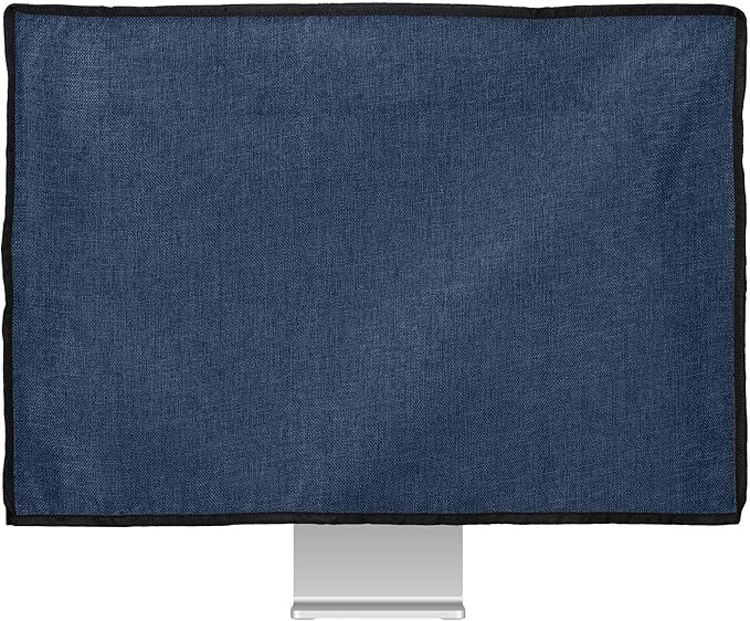 kwmobile Dust Cover for 31-32" Monitor - Linen Monitor Display Protector - Protect Your Computer Screen - Blue Grey