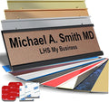 Personalized Name Plate with Choice of Mounting Holders for Walls, Doors, Cubicles, Hanging and More - Custom Textured Copper Plastic Black Letters - USA Made 2x10 - M2