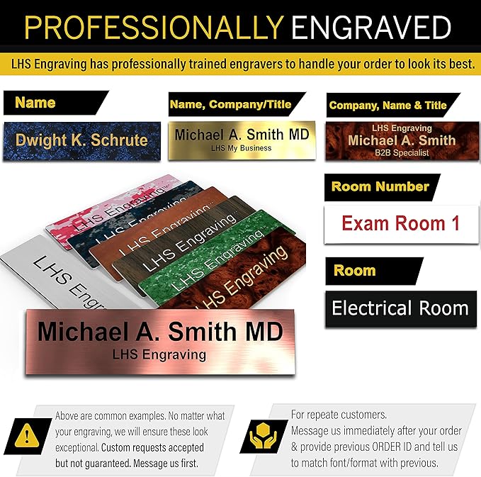 Personalized Name Plate with Choice of Mounting Holders for Walls, Doors, Cubicles, Hanging and More - Custom Red Plastic Black Letters - USA Made 2x12 - B14
