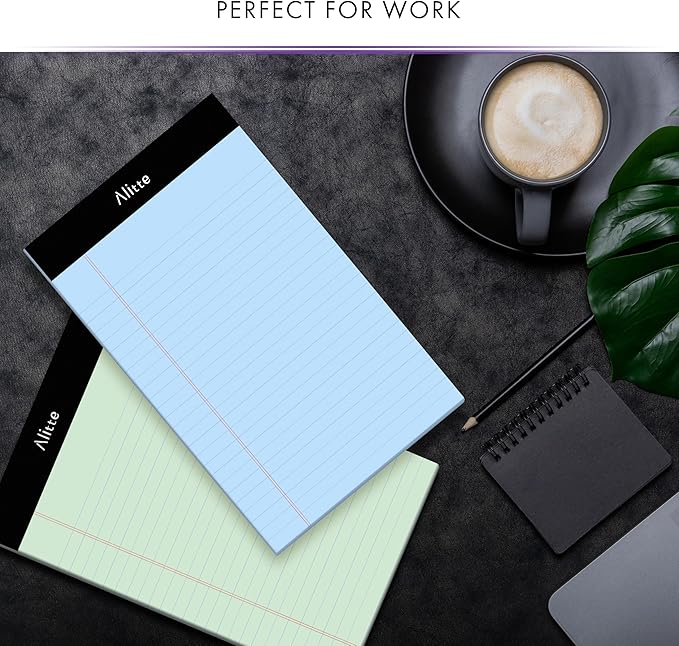 Alitte Colored Legal Notepads 5x8, Pack of 12- Perforated Narrow Ruled Writing Pad - Premium Thick Paper, No Ink Bleeding - Legal Pads For Home, Office, School, Business - 50 Sheets Per Notebook