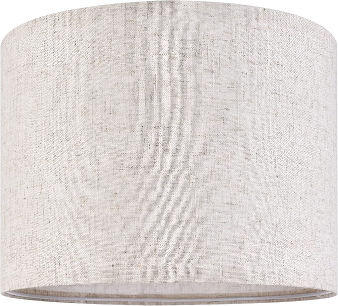 GO&SO Oatmeal Linen Lamp shades Large Drum Linen Lampshade 16" Top x 16" Bottom x 12" High (Spider) Farmhouse Lampshade for Table & Floor Lamp - Lampshades Replacement