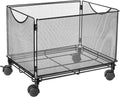 Safco Onyx Rolling Cart Desktop Tub File, Fits Letter-Size Hanging Folders, Collapsible Desk Organizer, Durable Steel Mesh Construction, Black